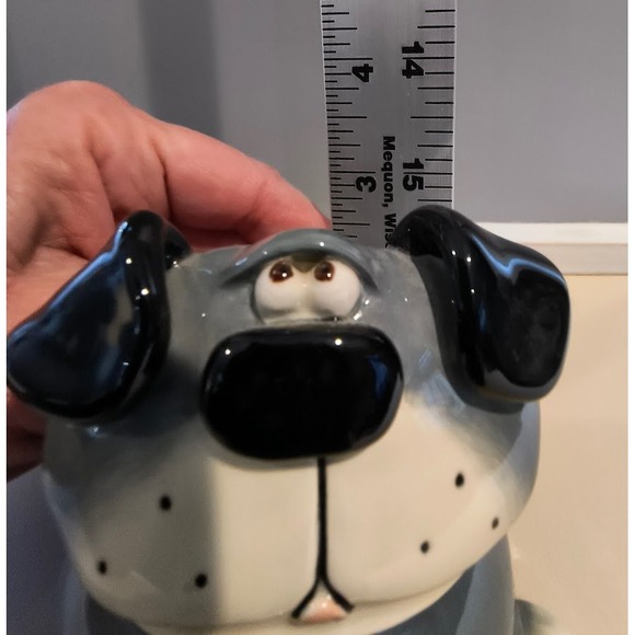Ceramic Dog Figurine Trinket Box Cute Whimsical Doggy Russ Berrie Douglas Signed - Picture 6 of 7